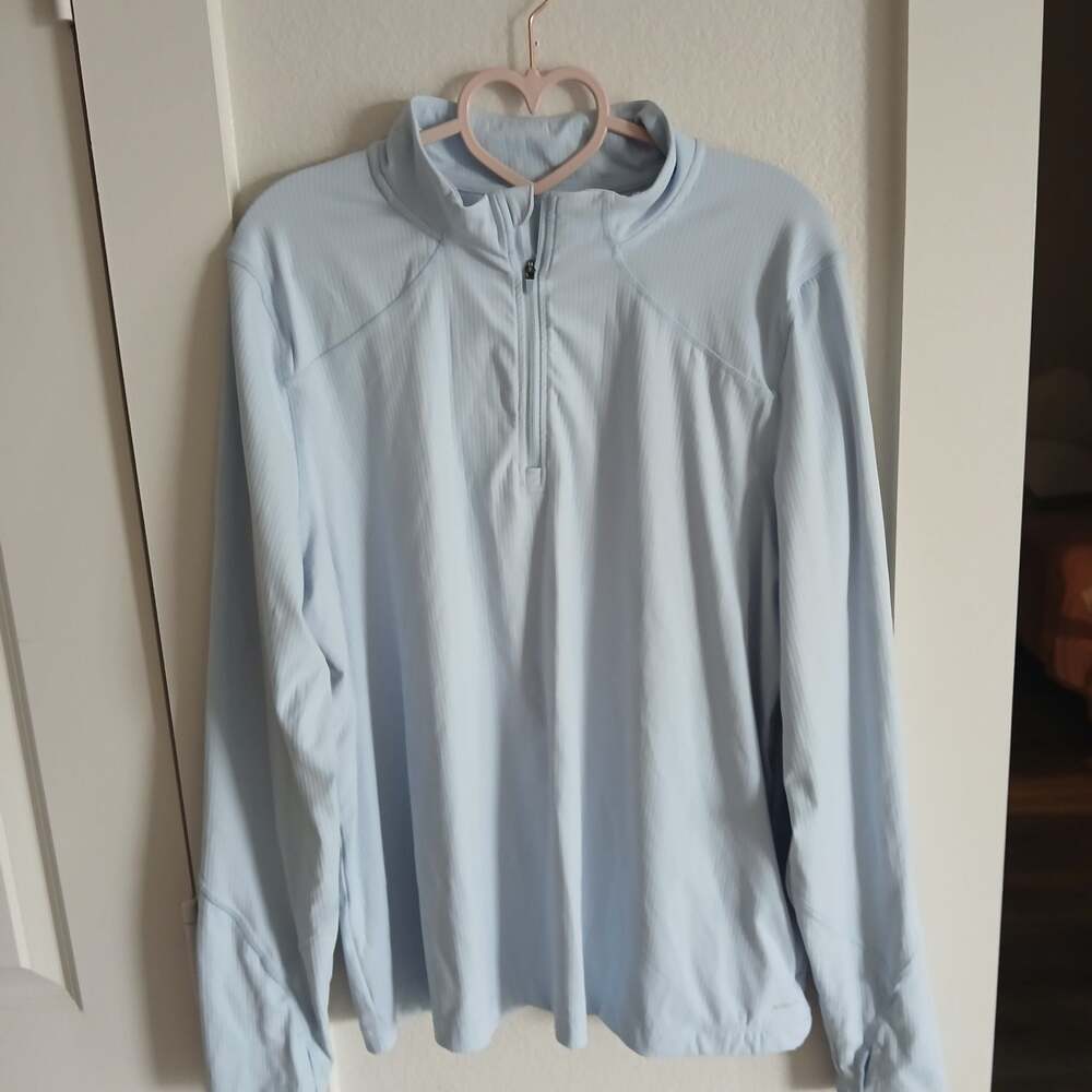 Mondetta Active Ribbed 1/2 Zip Long Sleeve Pullover Light Blue XXL